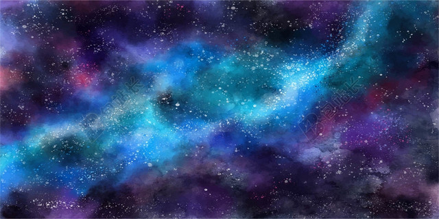 大气蓝色星空背景银河太空宇宙极光背景海报