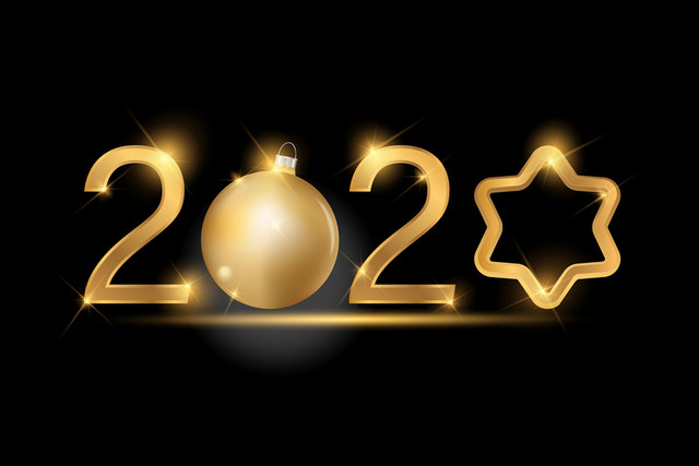 金黄色2020艺术字矢量素材