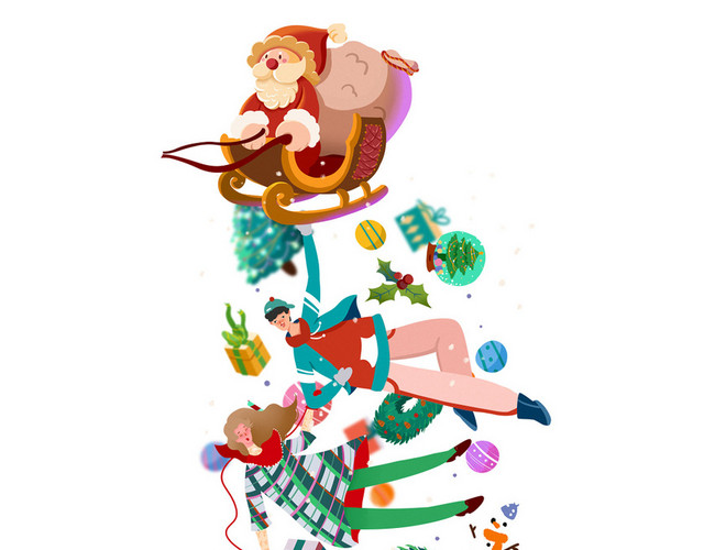 圣诞节圣诞老人手绘卡通人物插画原创素材