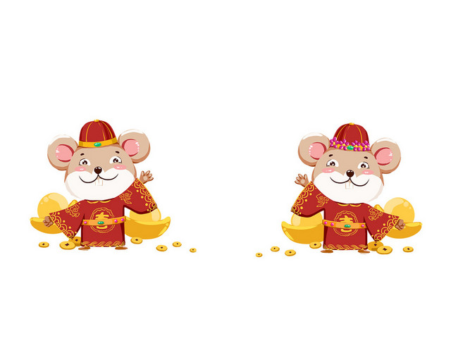 新年主题鼠财神插画春节插画