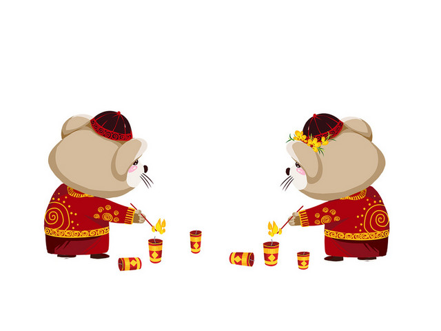 新年主题鼠年发财插画春节插画