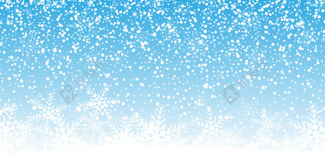 科季冬天 蓝色天空雪花飘落背景