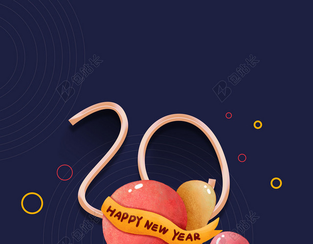 蓝色2020鼠年元旦背景
