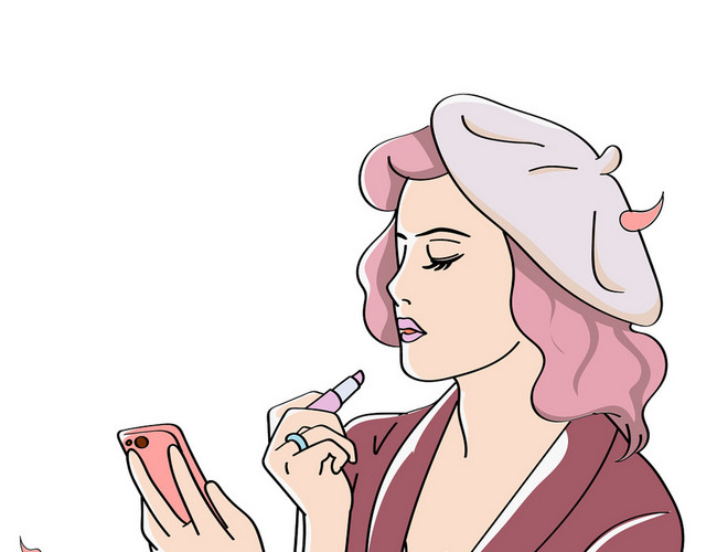 卡通手绘妇女节女神节口红素材