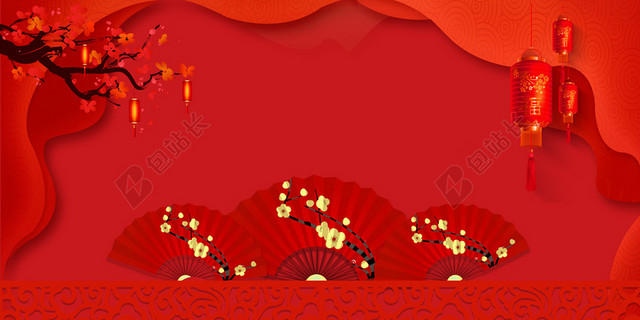 元旦红色中国风新年背景素材