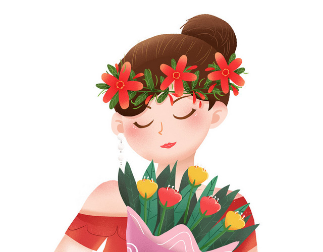卡通手绘妇女节女神节花环素材