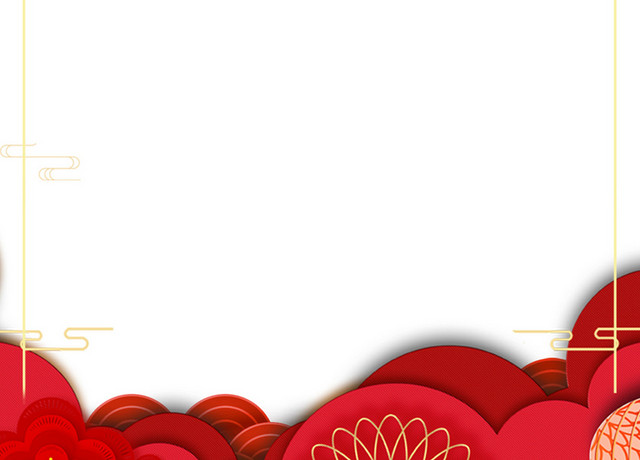 简约金色喜庆中国风祥云灯笼边框素材