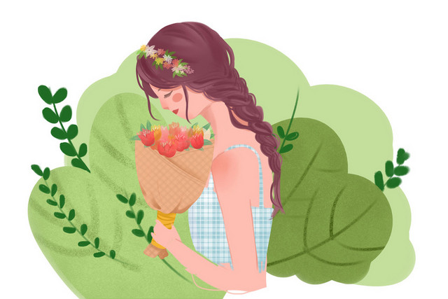 卡通手绘妇女节女神节花束素材