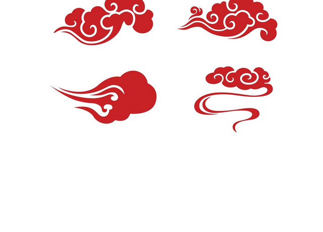 红色清新简约中国风祥云素材