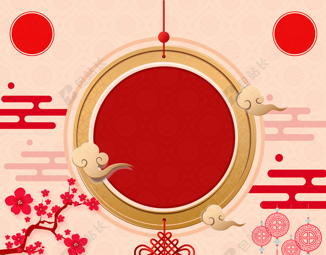 黄色中国风卡通新年背景素材