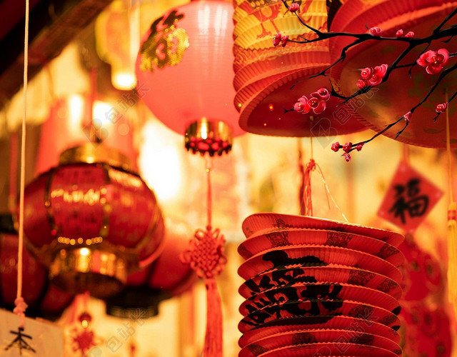 彩色中国风喜庆灯笼新年鼠年背景素材