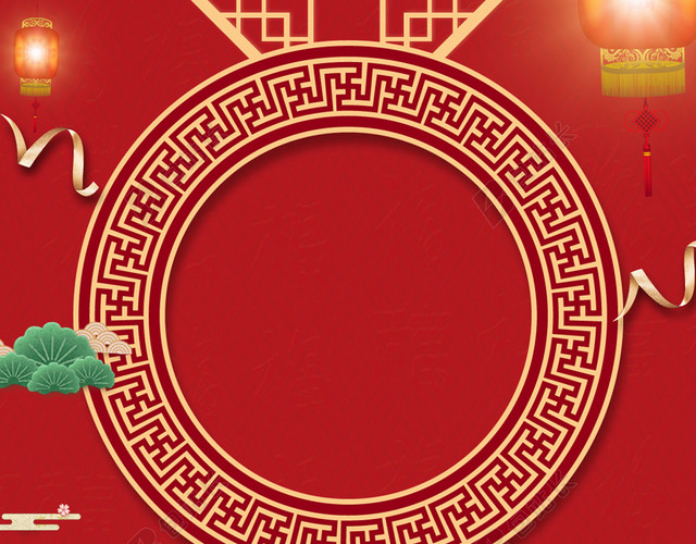金色边框新年年夜饭背景素材