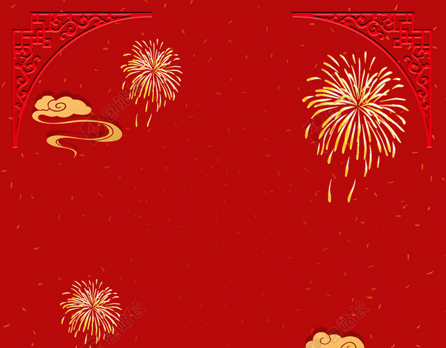 红色中国风祥云喜庆烟花新年鼠年背景素材