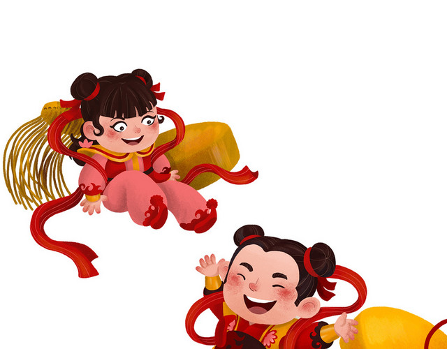 可爱萌鼠舞龙新春纳福鼠年新年主题鼠年插画年画春节插画PSD