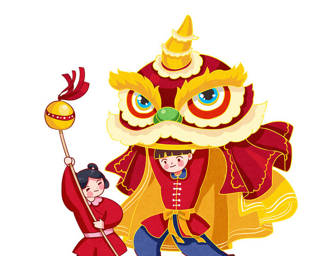 可爱萌鼠舞龙新春纳福鼠年新年主题鼠年插画年画春节插画PSD