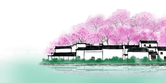 卡通手绘春天春季古风原创背景素材