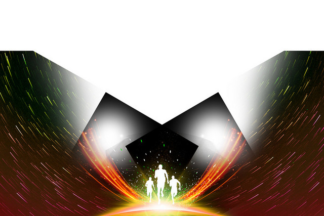 红色星空背景人物剪影蜕变主题年会素材