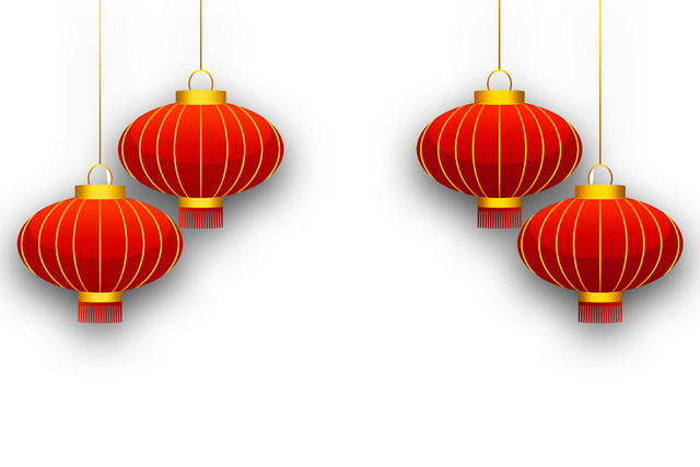 红色中国传统灯笼新年元旦素材