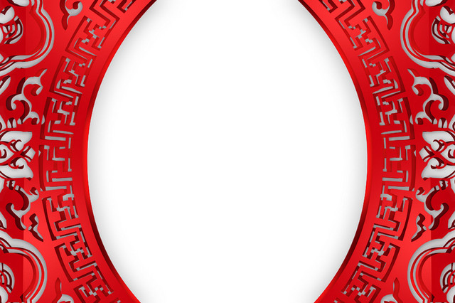 红色中国古典镂空花纹边框新年素材