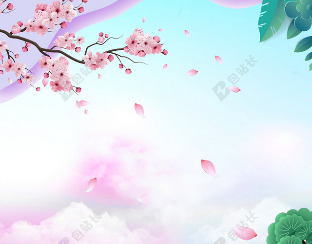 中国风卡通新年春节团聚回娘家背景