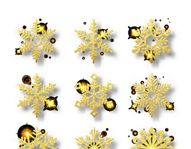 金色创意冬天雪花素材