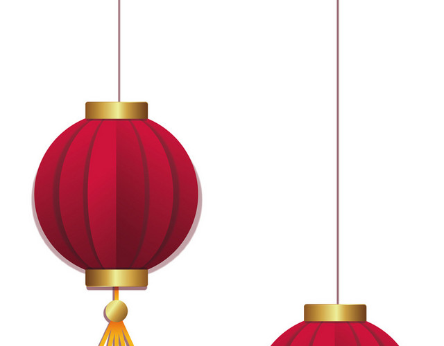 红色中国传统灯笼新年矢量素材