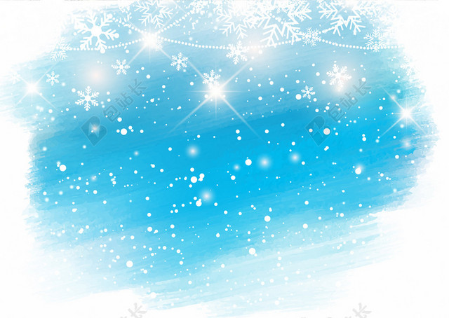 蓝色冬天雪花边框背景