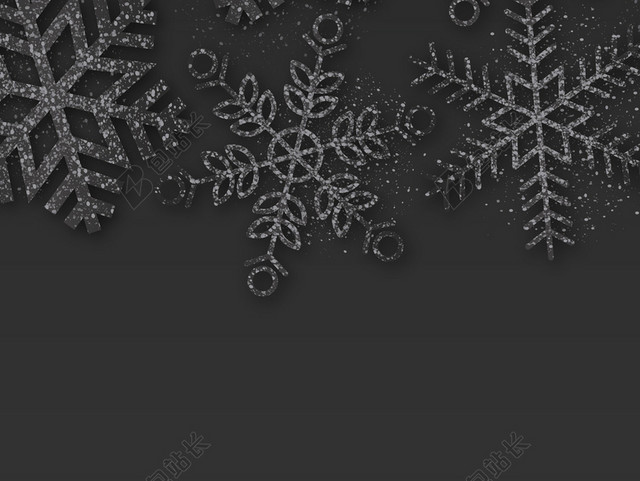 黑色时尚冬天雪花背景
