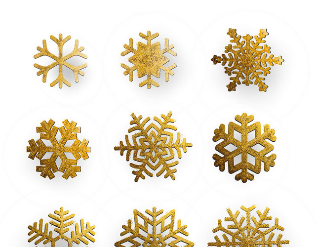 金色磨砂冬天雪花矢量素材