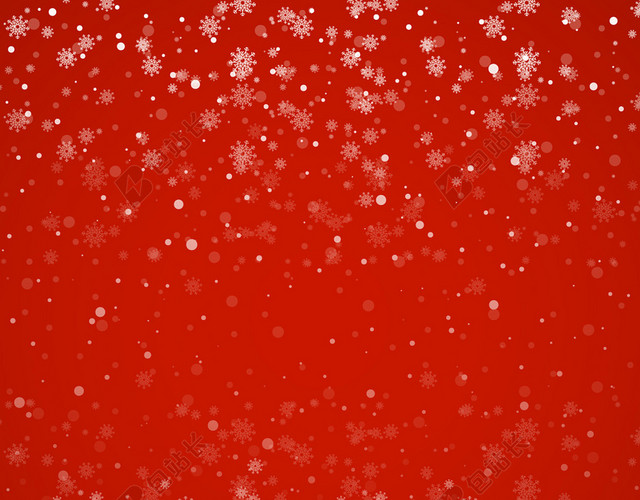 红色冬季冬天雪花背景