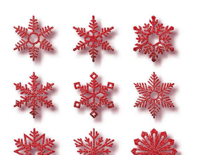 红色立体冬天雪花素材