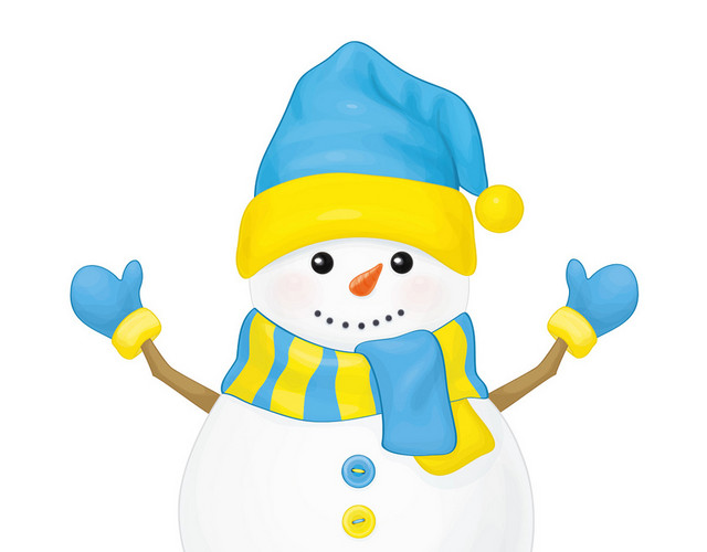 冬天手绘卡通可爱雪人圣诞节新年矢量素材