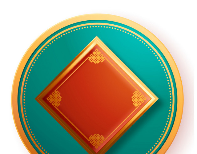 红色铜币边框新年矢量素材