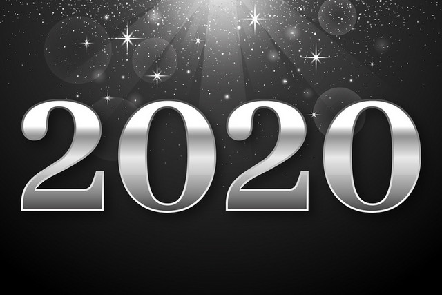 金属质感2020艺术字新年矢量素材
