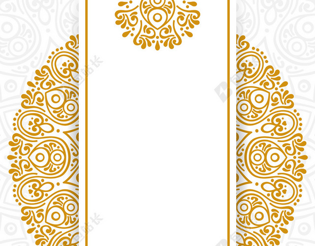 白色复古金色花纹边框邀请函贺卡背景