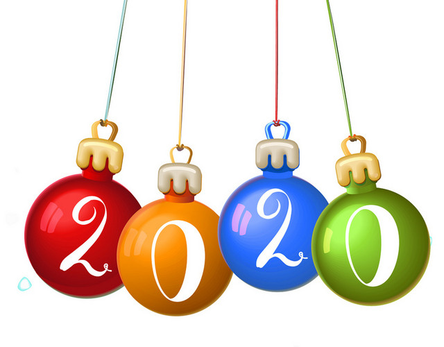 彩色圣诞球2020艺术字新年圣诞素材