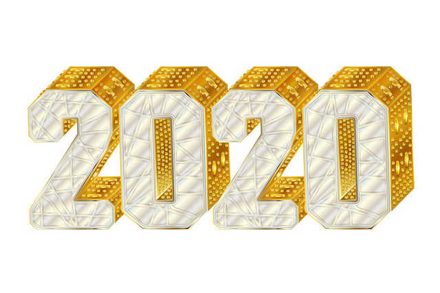 金色立体2020艺术字新年素材