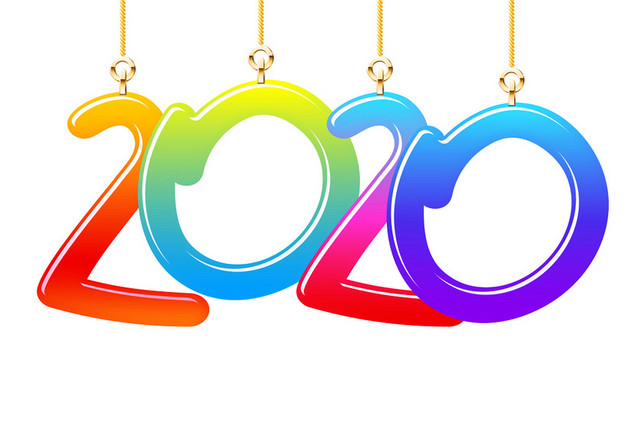 卡通彩色2020艺术字新年素材