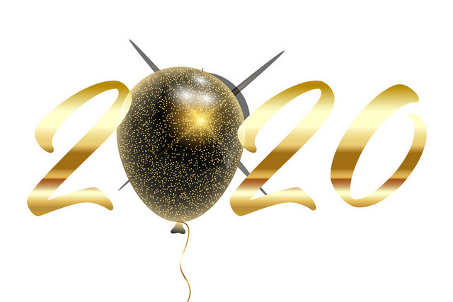 金属质感金色2020艺术字新年素材
