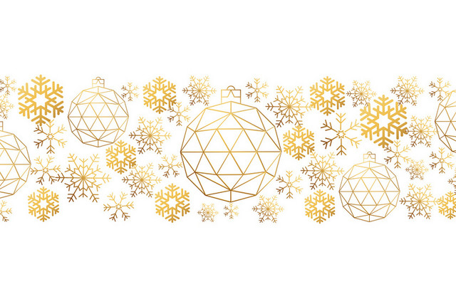 金色简约圣诞球雪花圣诞元素素材