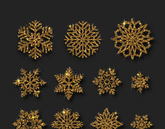 金色雪花新年元素素材