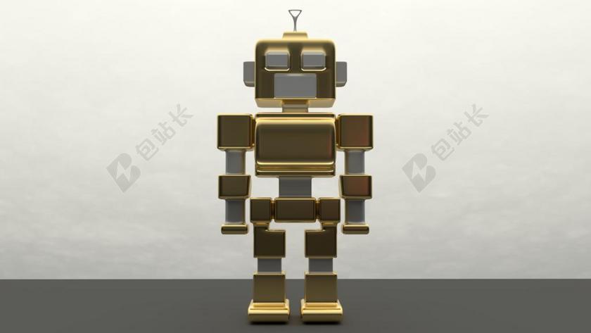 黄色设计卡通黄色机器人模型背景图片