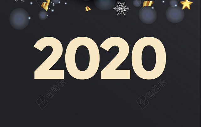 黑色创意2020新年圣诞海报背景素材