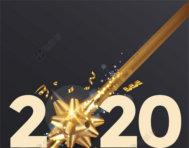金色2020新年圣诞海报背景素材
