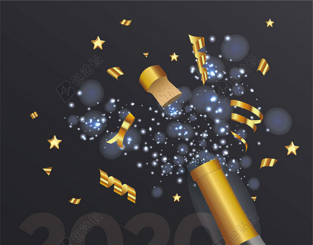 高端黑色2020新年圣诞海报背景素材