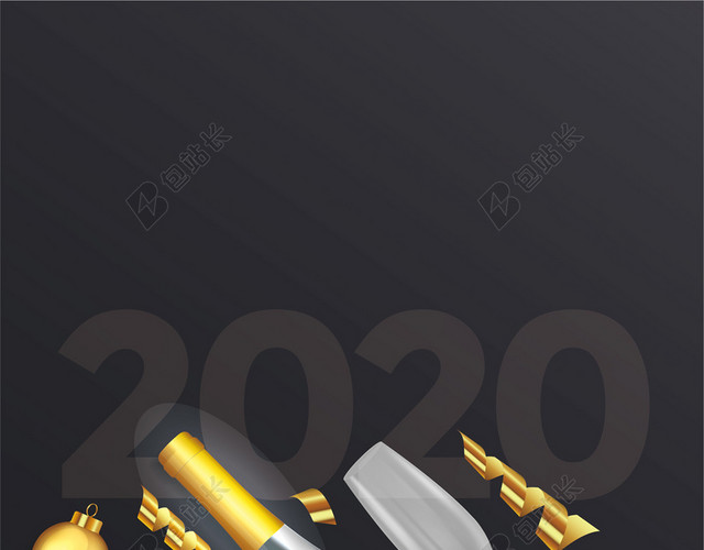 黑色大气2020新年圣诞海报背景素材