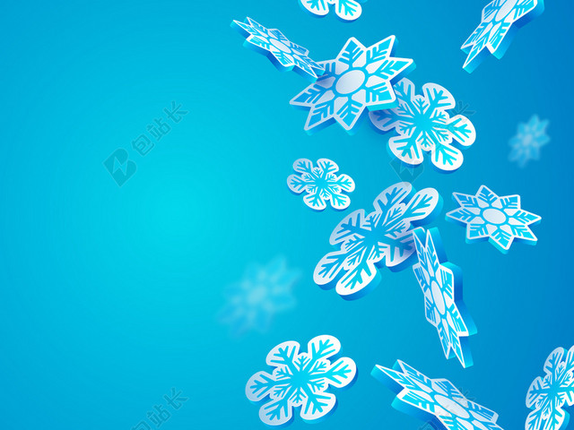 蓝色立体雪花圣诞矢量背景素材