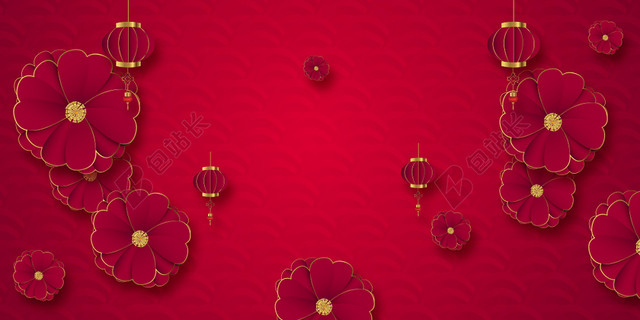 喜庆简约2020新年剪纸展板背景素材