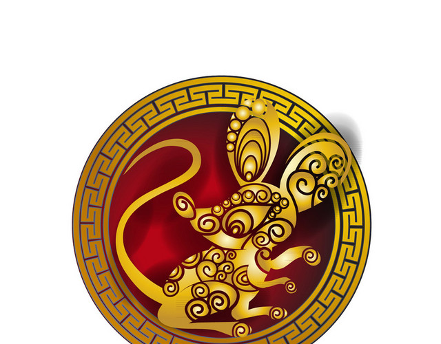 金色立体老鼠鼠年春节新年矢量素材