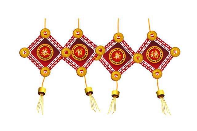 红色春节新年恭贺新春福结矢量素材